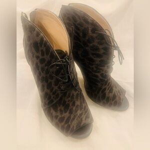 Eileen Fisher Black Leopard Heeled Bootie